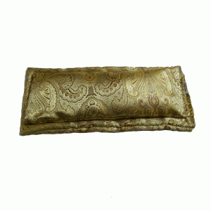 FlaxSeed Eye Pillows – Package of 2 Featuring a Gold Paisley Brocade.